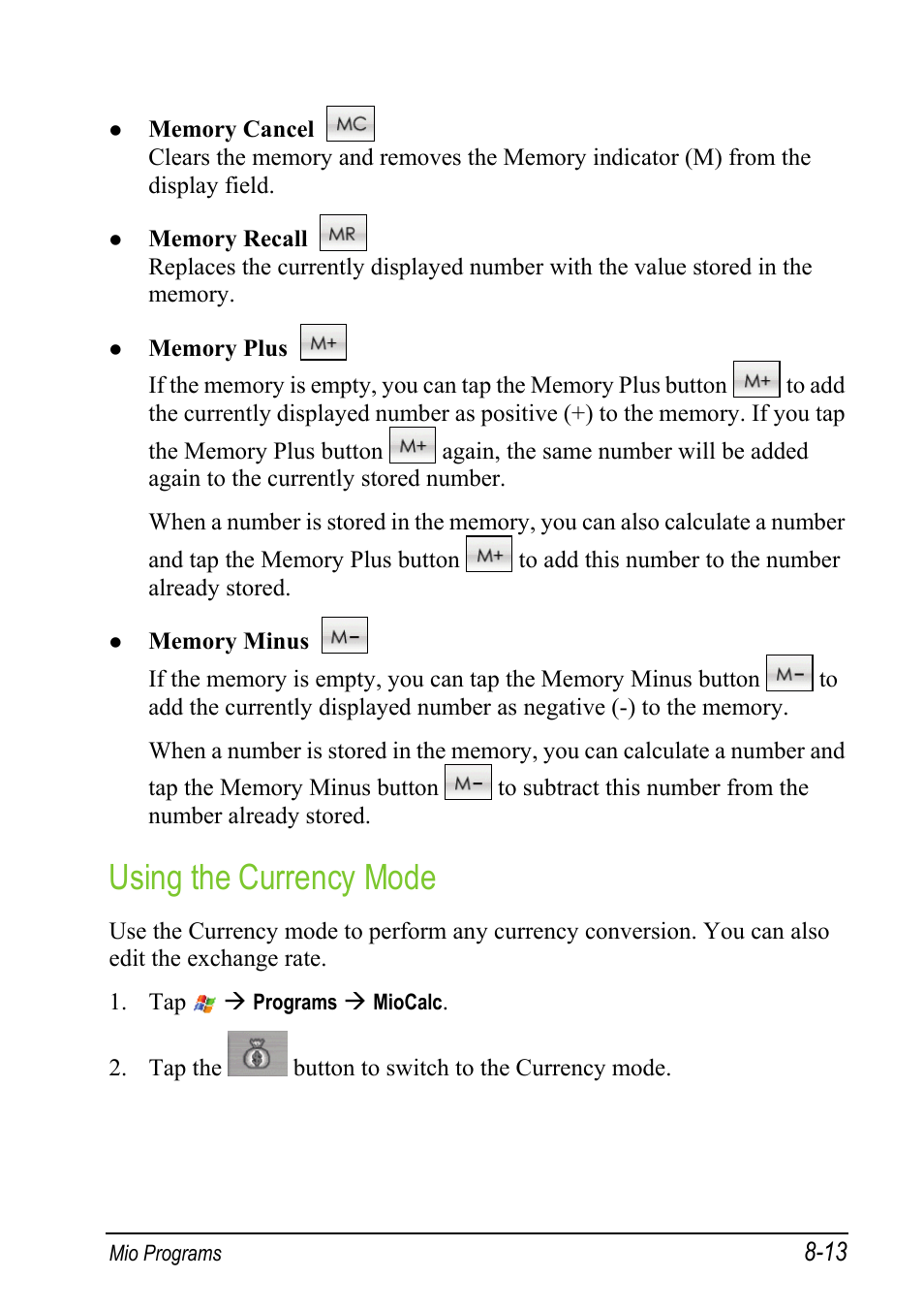 Using the currency mode | Mio A501 User Manual | Page 159 / 202