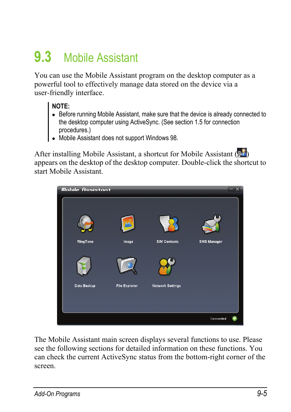 3 mobile assistant, Mobile assistant | Mio A501 User Manual | Page 169 / 202