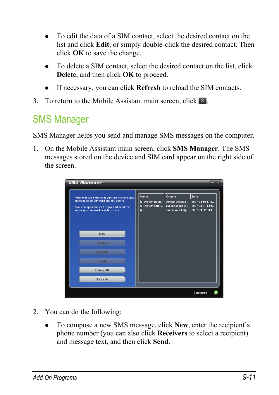Sms manager | Mio A501 User Manual | Page 175 / 202