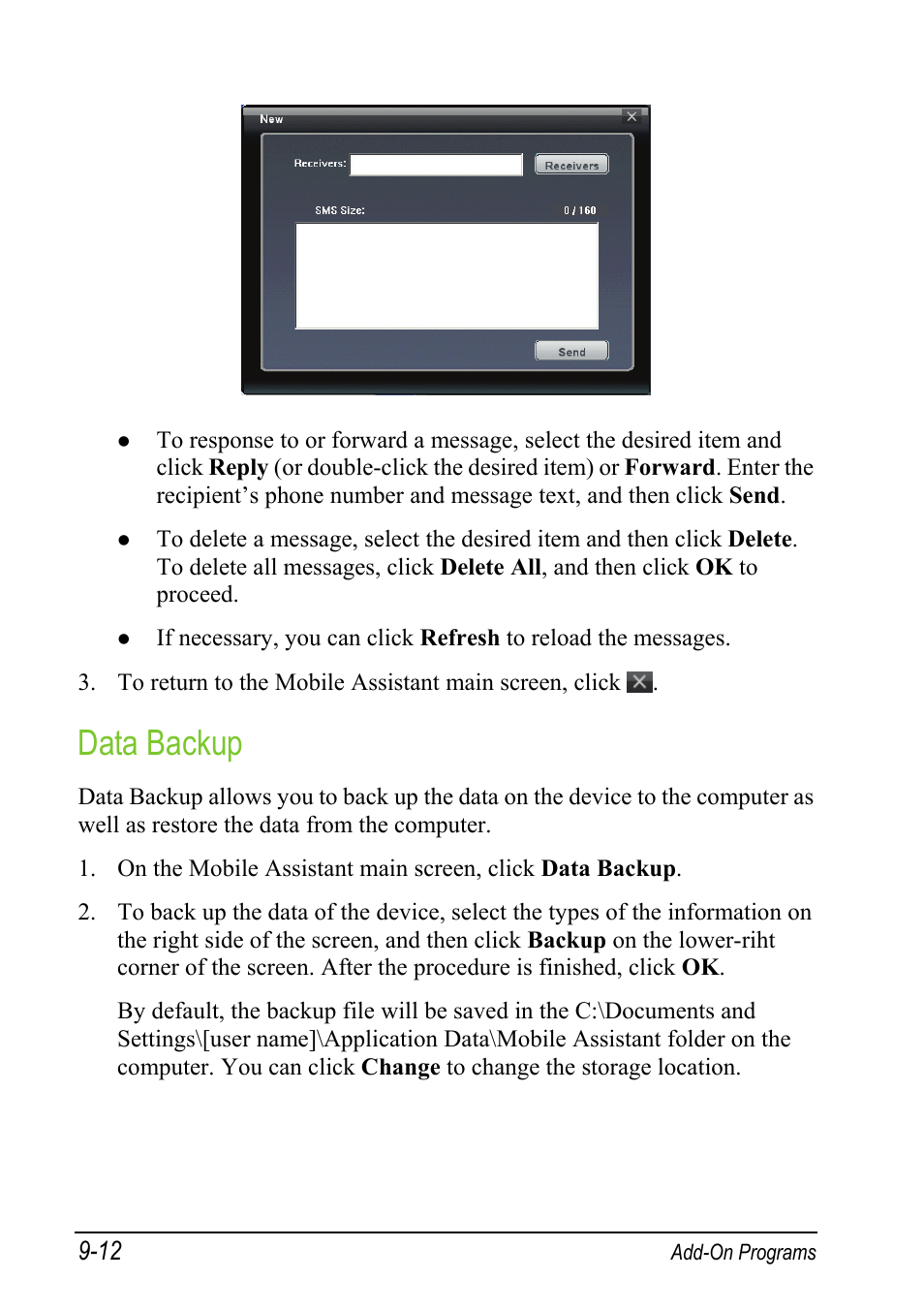 Data backup | Mio A501 User Manual | Page 176 / 202