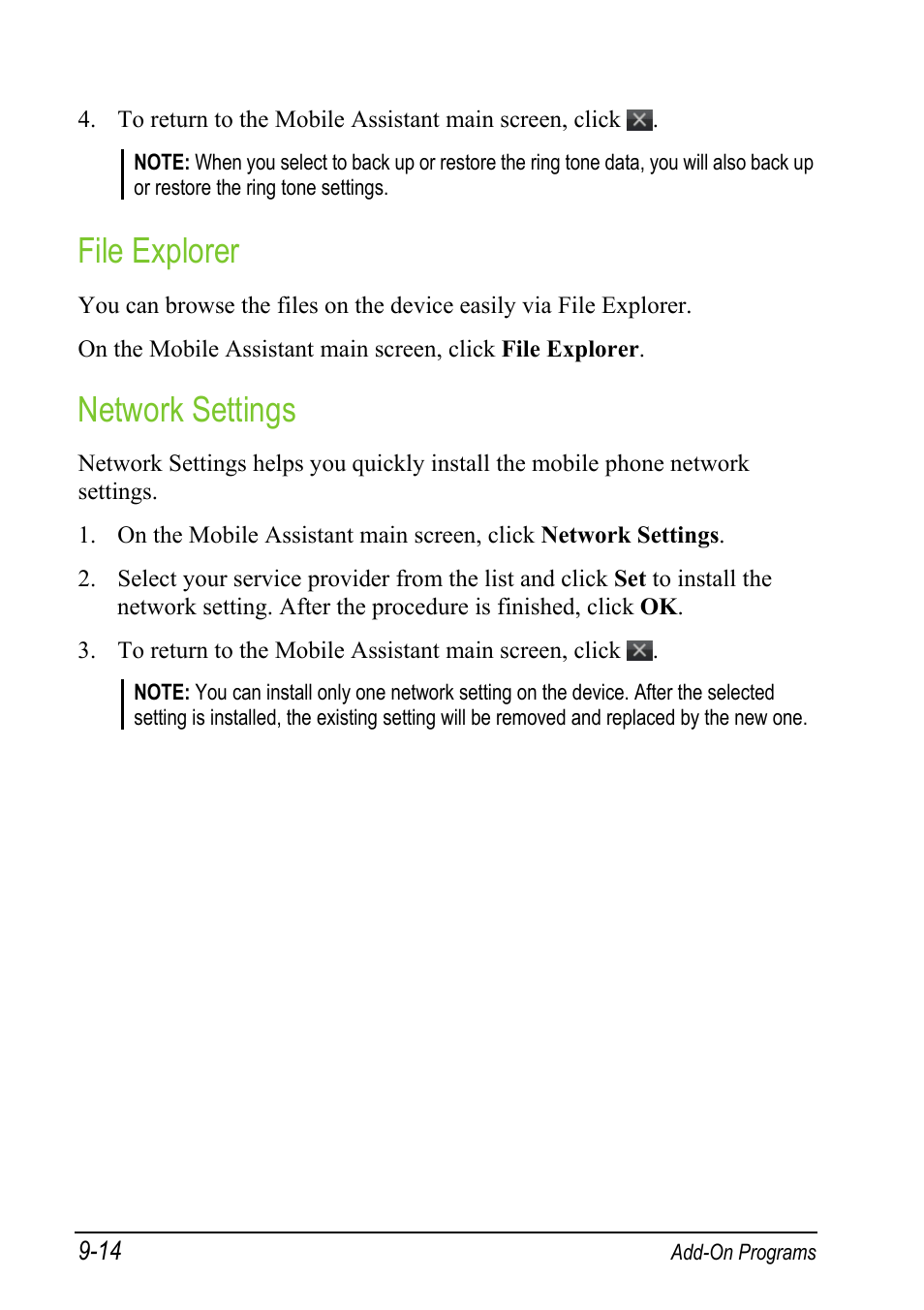 File explorer, Network settings | Mio A501 User Manual | Page 178 / 202