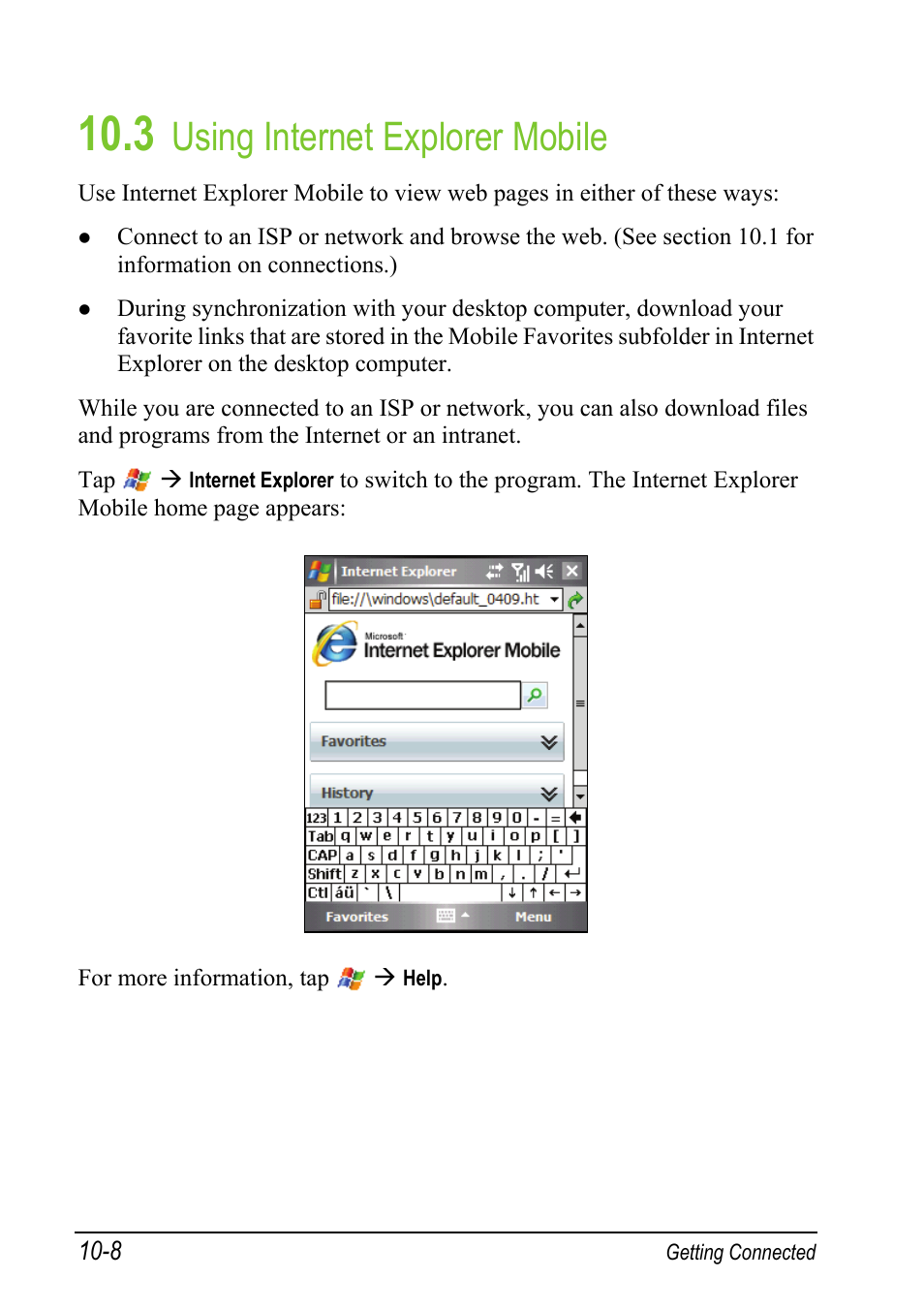 3 using internet explorer mobile, Using internet explorer mobile | Mio A501 User Manual | Page 186 / 202