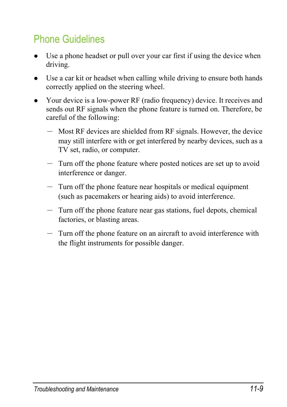 Phone guidelines | Mio A501 User Manual | Page 197 / 202