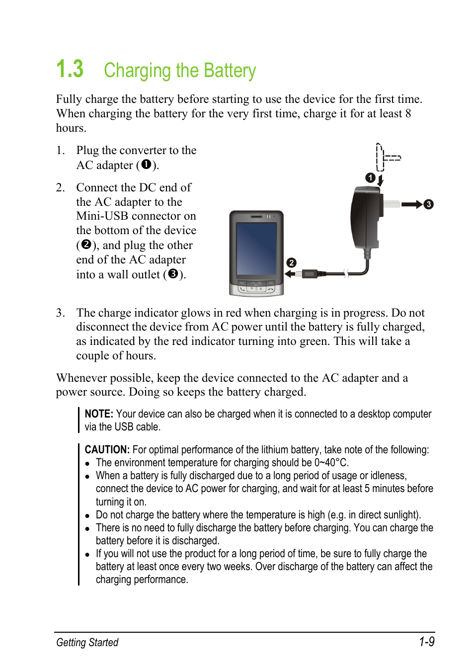 3 charging the battery, Charging the battery | Mio A501 User Manual | Page 25 / 202