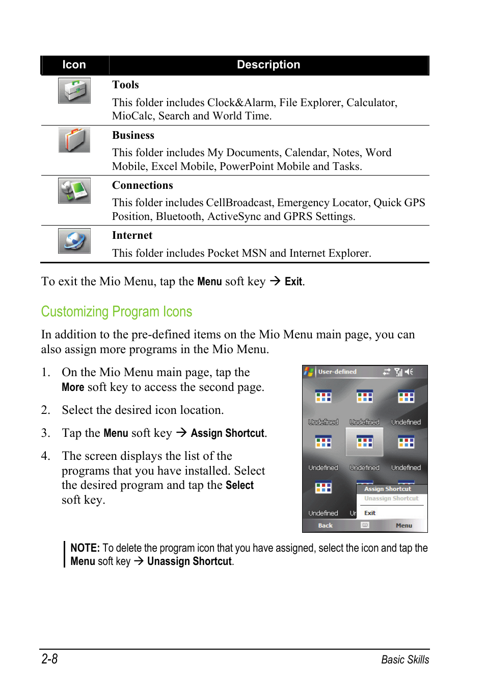 Customizing program icons | Mio A501 User Manual | Page 42 / 202