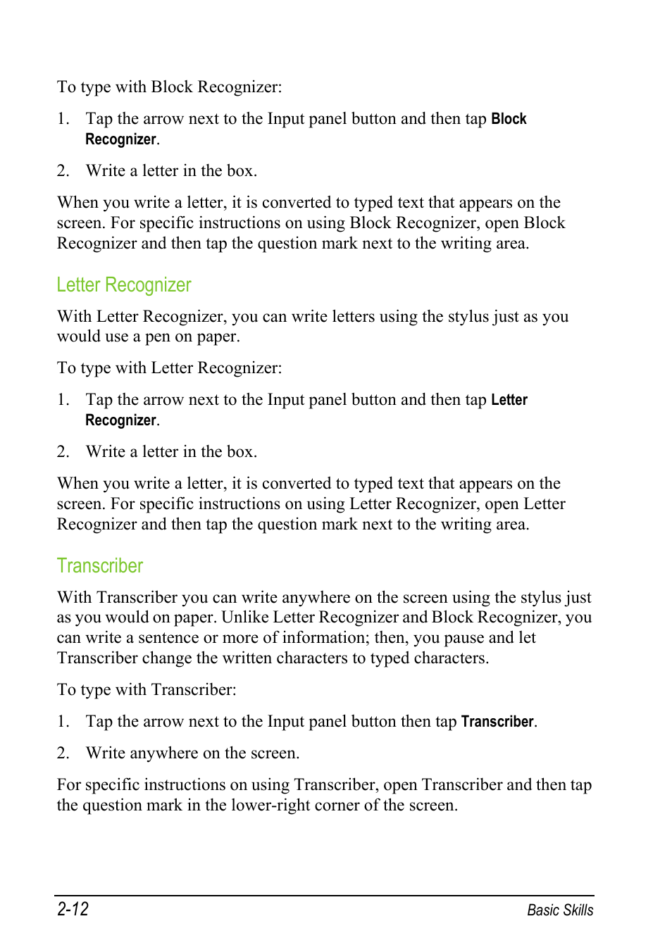 Letter recognizer, Transcriber | Mio A501 User Manual | Page 46 / 202