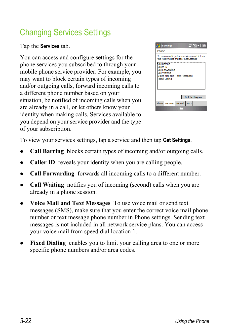 Changing services settings | Mio A501 User Manual | Page 76 / 202