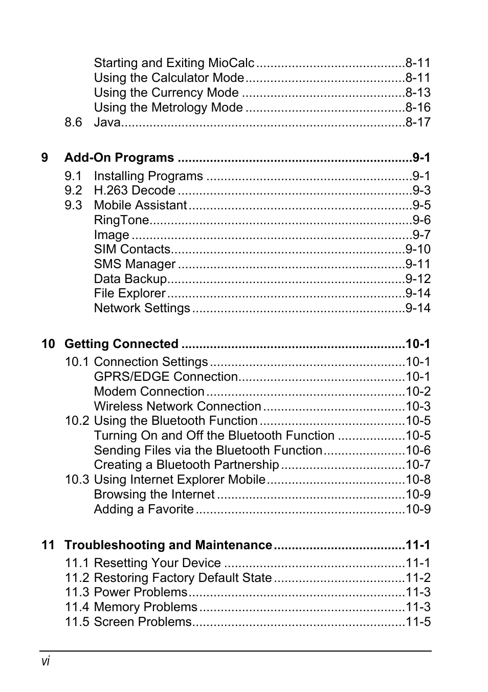 Mio A501 User Manual | Page 8 / 202