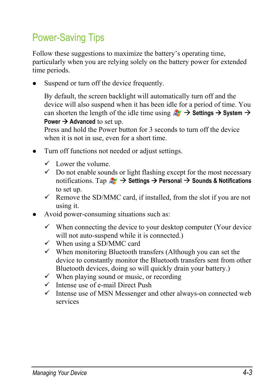 Power-saving tips | Mio A501 User Manual | Page 85 / 202