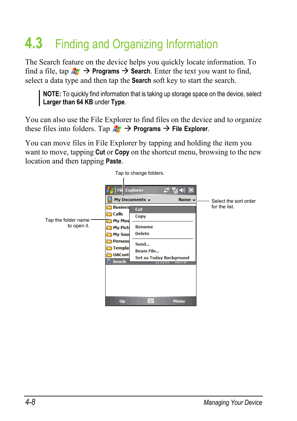 3 finding and organizing information, Finding and organizing information | Mio A501 User Manual | Page 90 / 202
