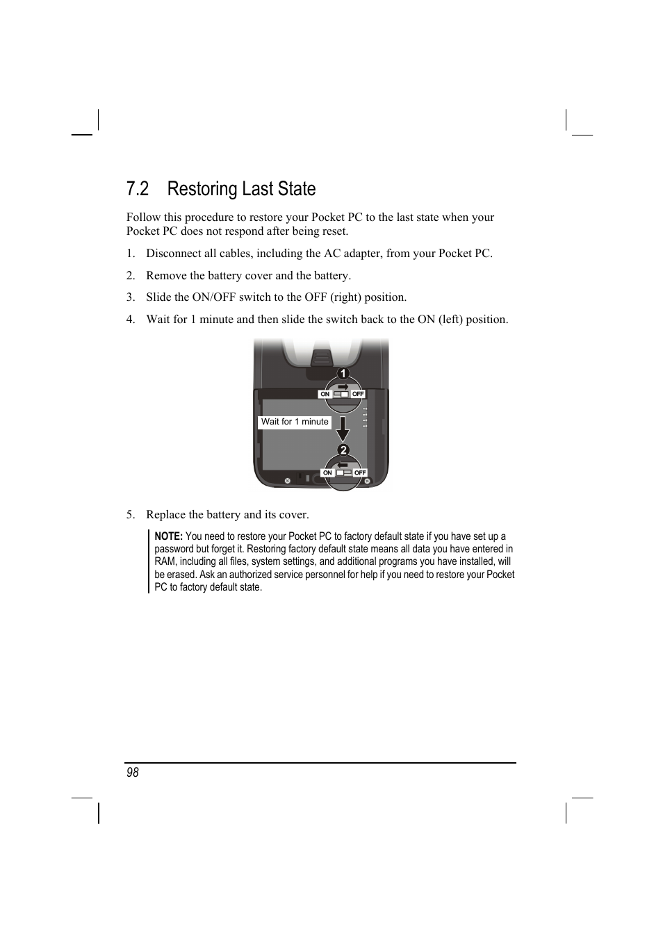 2 restoring last state, Restoring last state | Mio A201 User Manual | Page 106 / 122