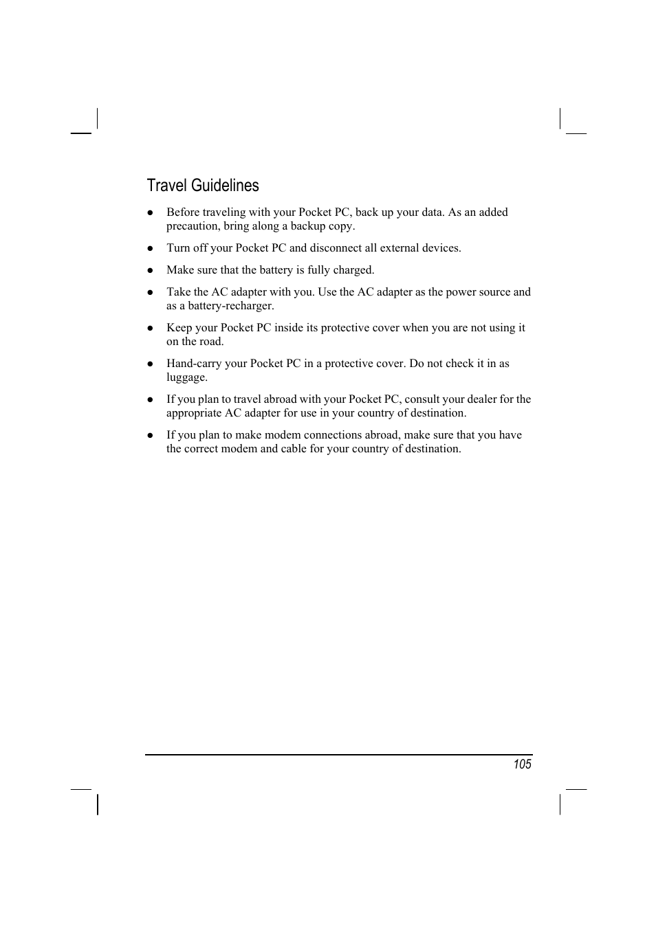 Travel guidelines | Mio A201 User Manual | Page 113 / 122