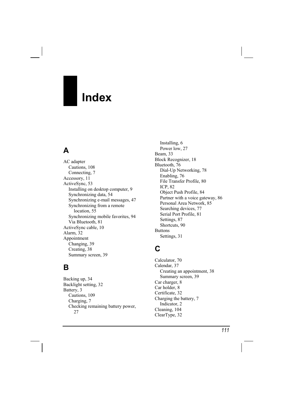 Index | Mio A201 User Manual | Page 119 / 122