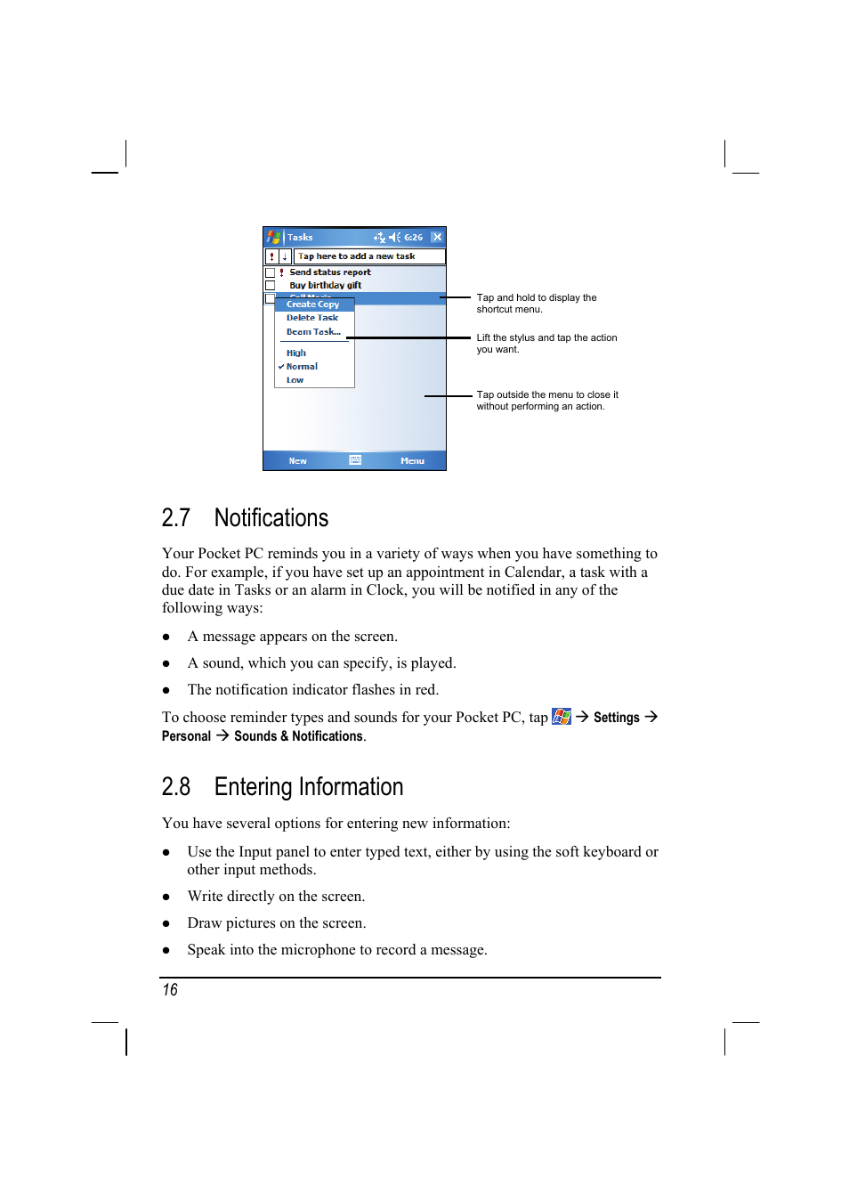 7 notifications, 8 entering information, Notifications | Entering information | Mio A201 User Manual | Page 24 / 122