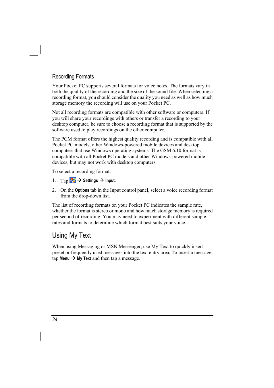 Using my text | Mio A201 User Manual | Page 32 / 122