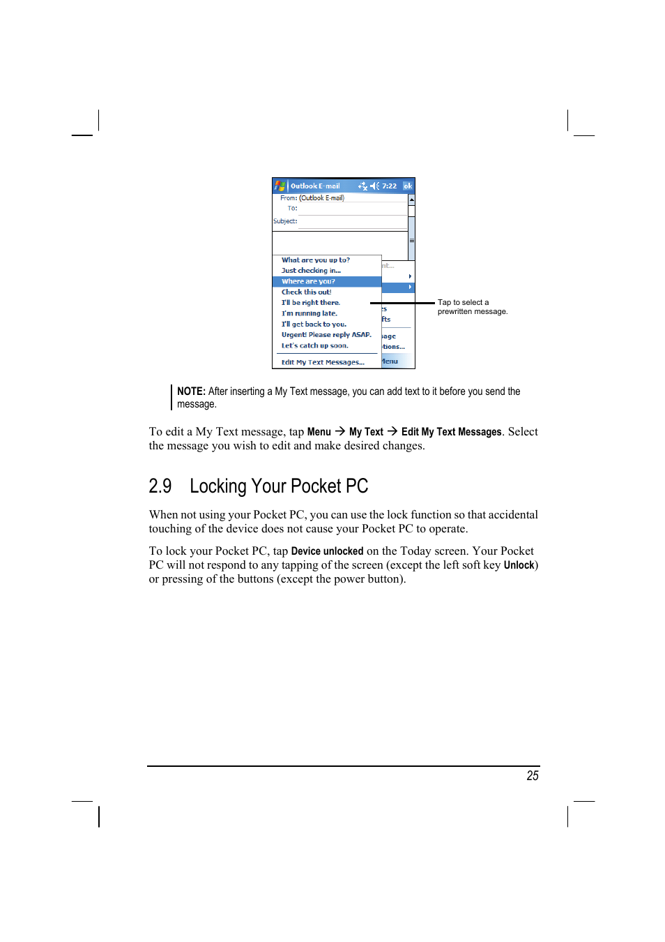 9 locking your pocket pc, Locking your pocket pc | Mio A201 User Manual | Page 33 / 122