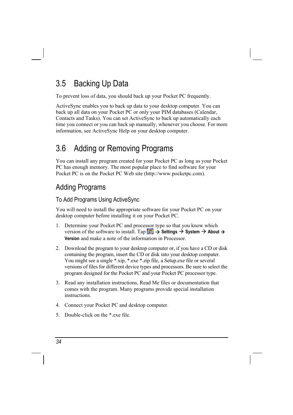 5 backing up data, 6 adding or removing programs, Backing up data | Adding or removing programs, Adding programs | Mio A201 User Manual | Page 42 / 122