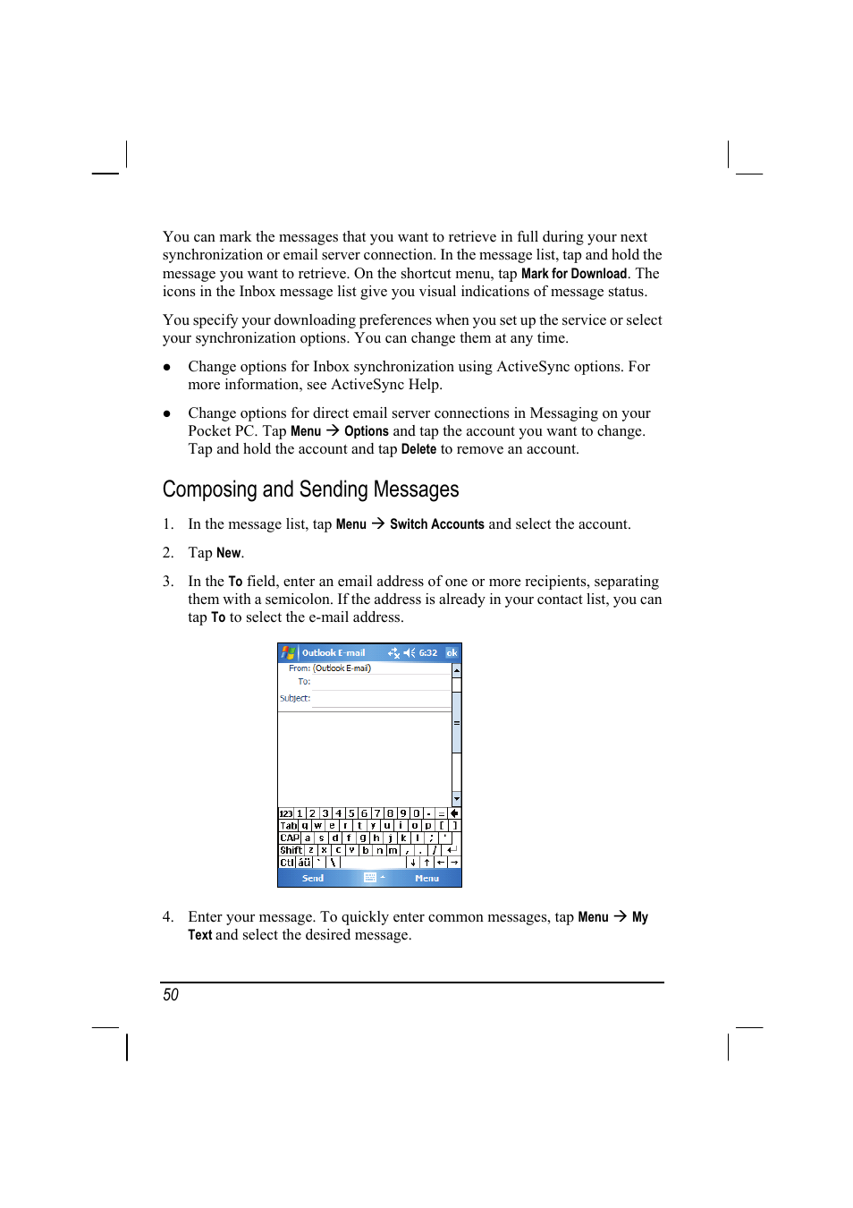 Composing and sending messages | Mio A201 User Manual | Page 58 / 122