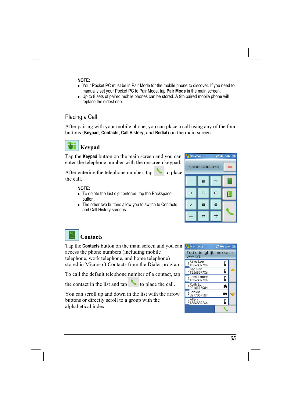 Placing a call | Mio A201 User Manual | Page 73 / 122