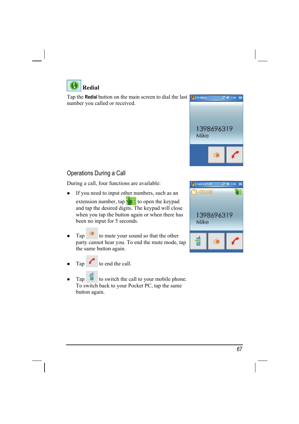 Operations during a call | Mio A201 User Manual | Page 75 / 122