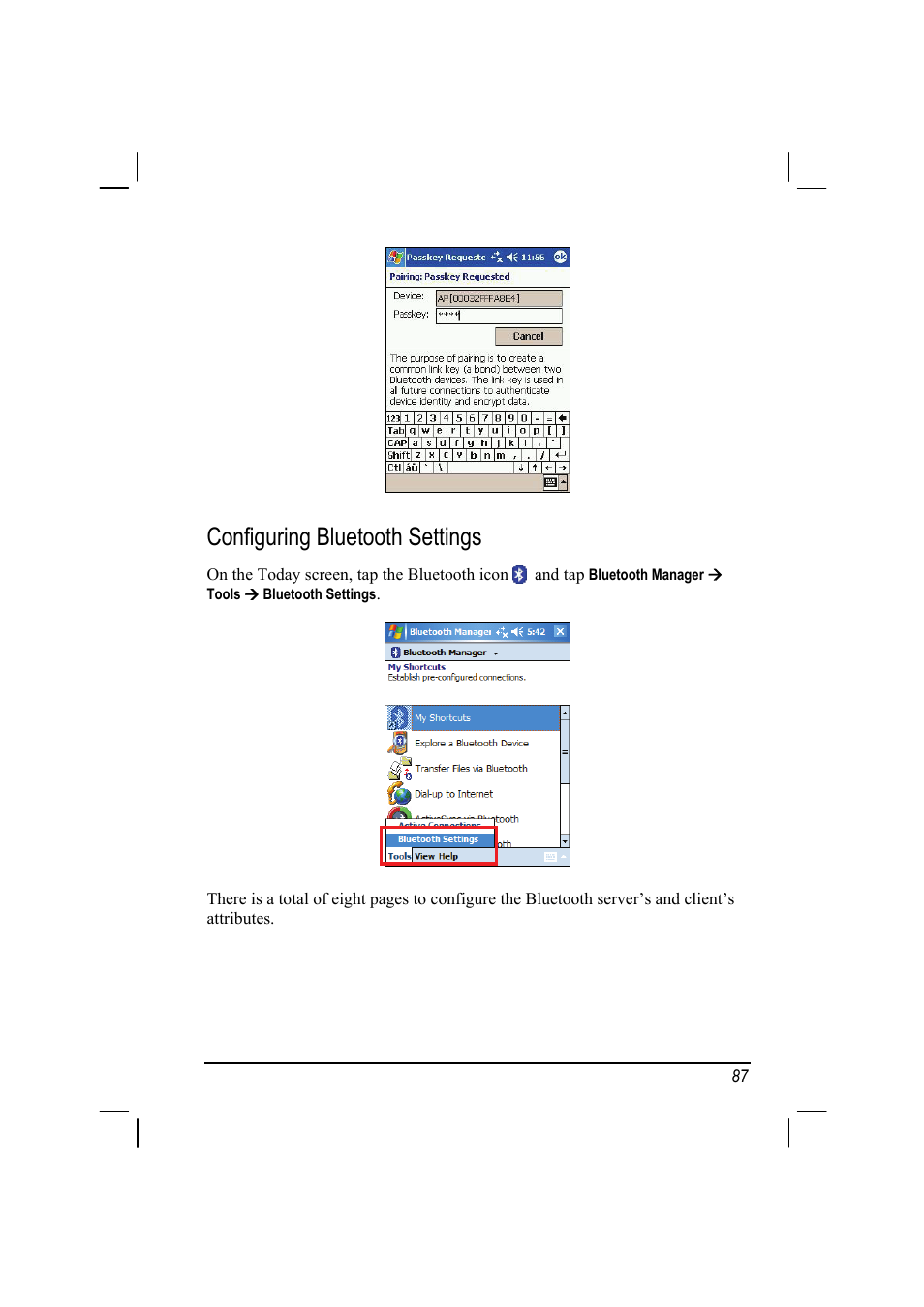 Configuring bluetooth settings | Mio A201 User Manual | Page 95 / 122