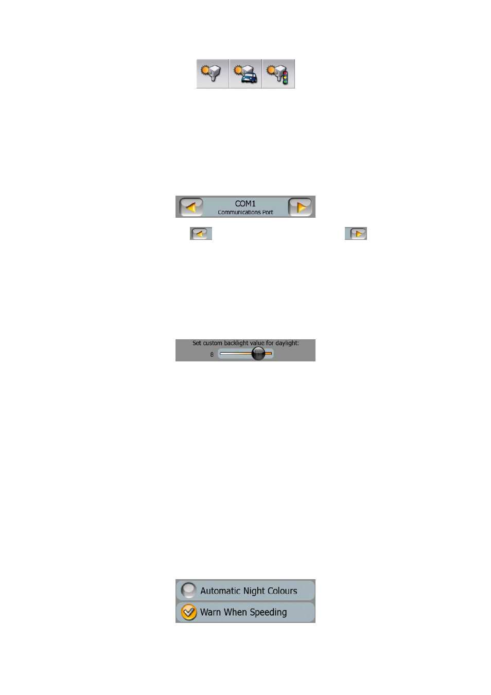 List selectors, Sliders, Switches | 2 list, Selectors, 3 sliders 3.2.4 switches | Mio C210 User Manual | Page 11 / 80