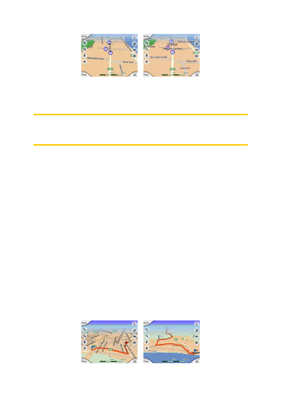 Other objects, Speed cameras, Elements of the active route | The start point, via points and the destination, 5 other objects 4.1.6 speed, Cameras, 1 the start point, via points and the destination | Mio C210 User Manual | Page 17 / 80