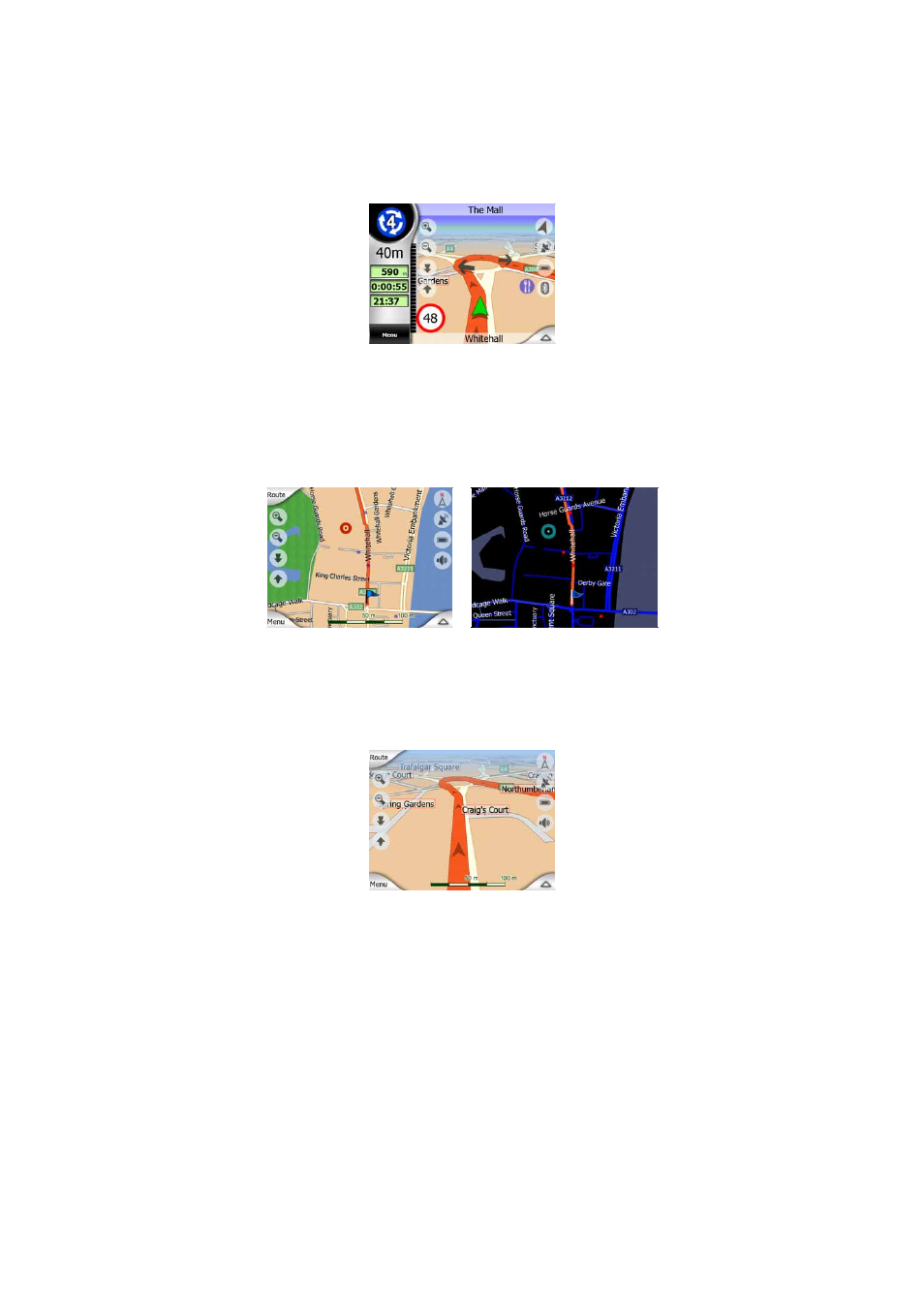 Animated turn guidance, The route line, Roads in the route excluded by your preferences | 2 animated, Turn guidance, 3 the, Route line, 4 roads in the route excluded by your preferences | Mio C210 User Manual | Page 18 / 80