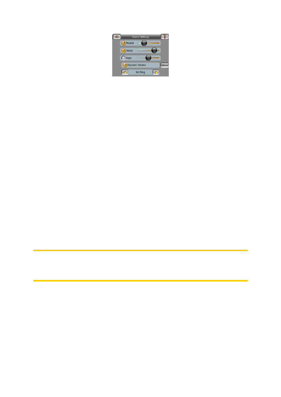 Master sound volume/switch, Voice guidance volume/switch, Key sound volume/switch | Dynamic volume, 1 master, Sound volume/switch, 2 voice, Guidance volume/switch, 3 key, Sound | Mio C210 User Manual | Page 68 / 80