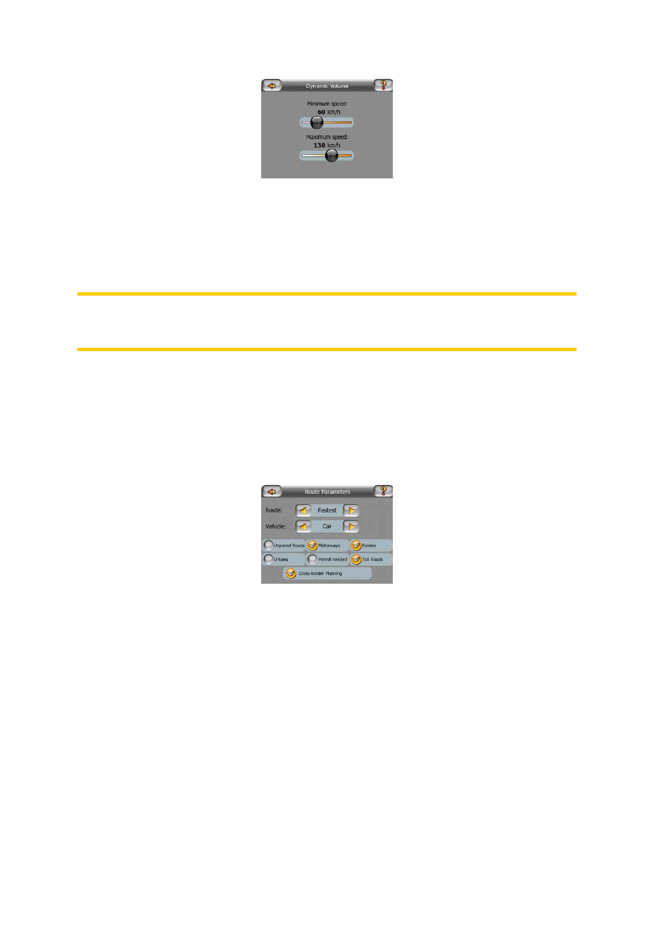 Attention tone, Route parameter settings, Route | Shortest, Fastest, 5 attention tone, 3 route, Parameter settings, 1 route, 1 shortest 6.3.1.2 fastest | Mio C210 User Manual | Page 69 / 80