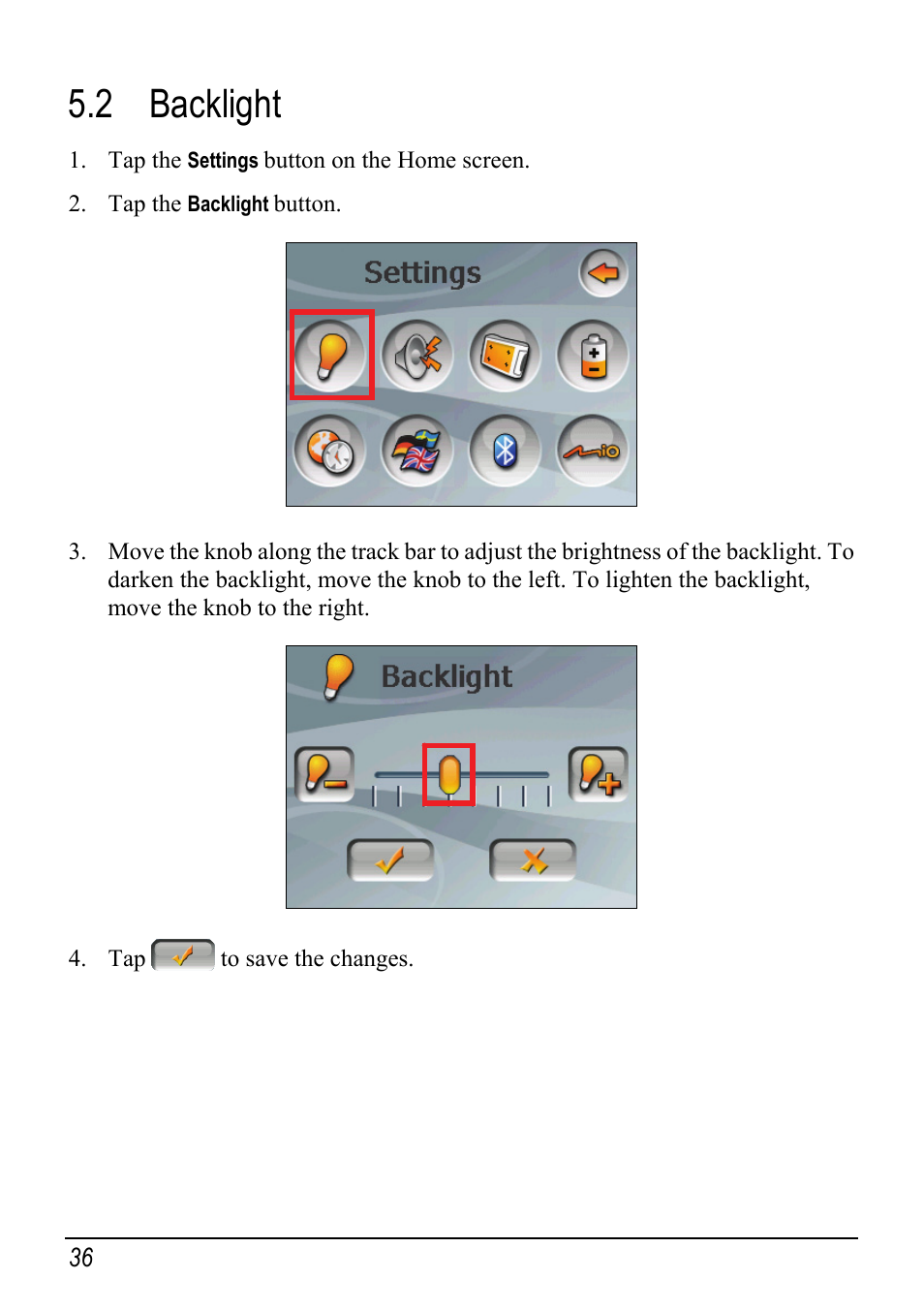 2 backlight, Backlight | Mio Digi Walker C510 User Manual | Page 44 / 86