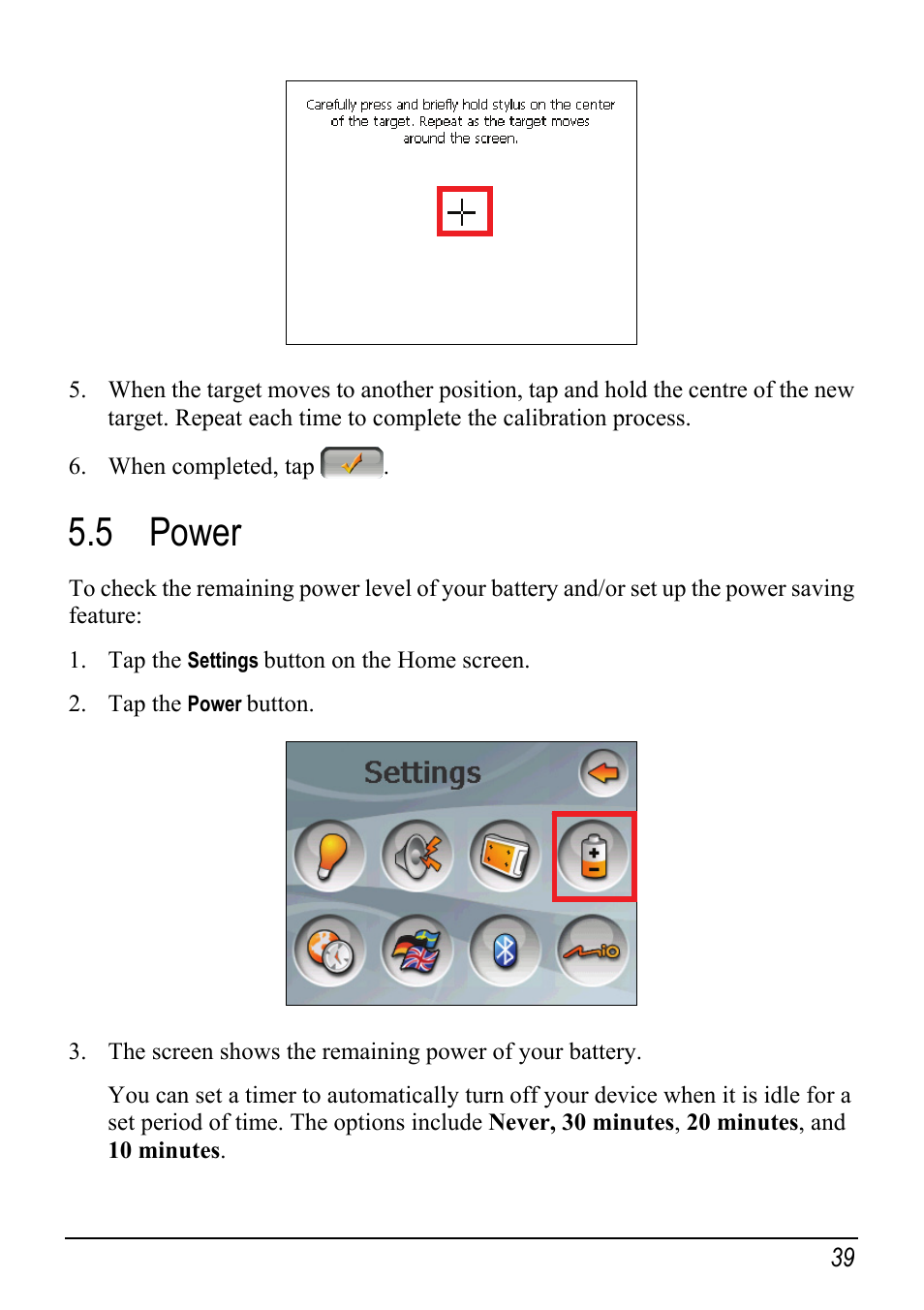 5 power, Power | Mio Digi Walker C510 User Manual | Page 47 / 86