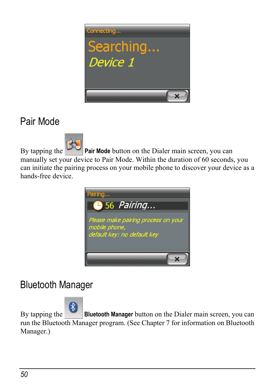 Pair mode, Bluetooth manager | Mio Digi Walker C510 User Manual | Page 58 / 86