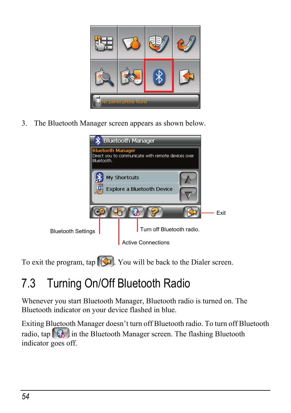 3 turning on/off bluetooth radio, Turning on/off bluetooth radio | Mio Digi Walker C510 User Manual | Page 62 / 86