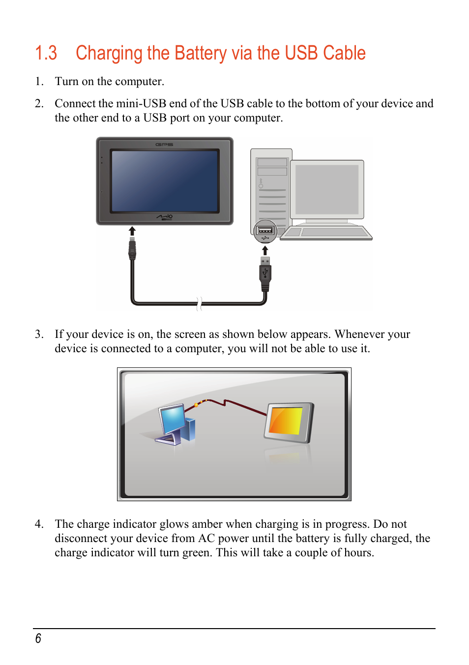 3 charging the battery via the usb cable, Top components | Mio c320 User Manual | Page 14 / 54