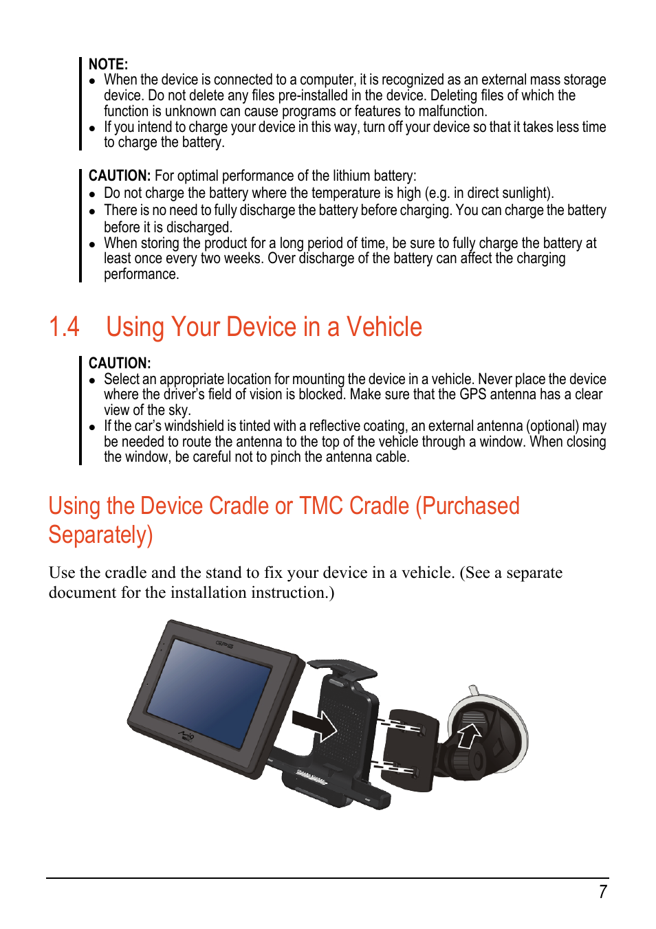 4 using your device in a vehicle, Bottom components, Performing the initial start up | Mio c320 User Manual | Page 15 / 54