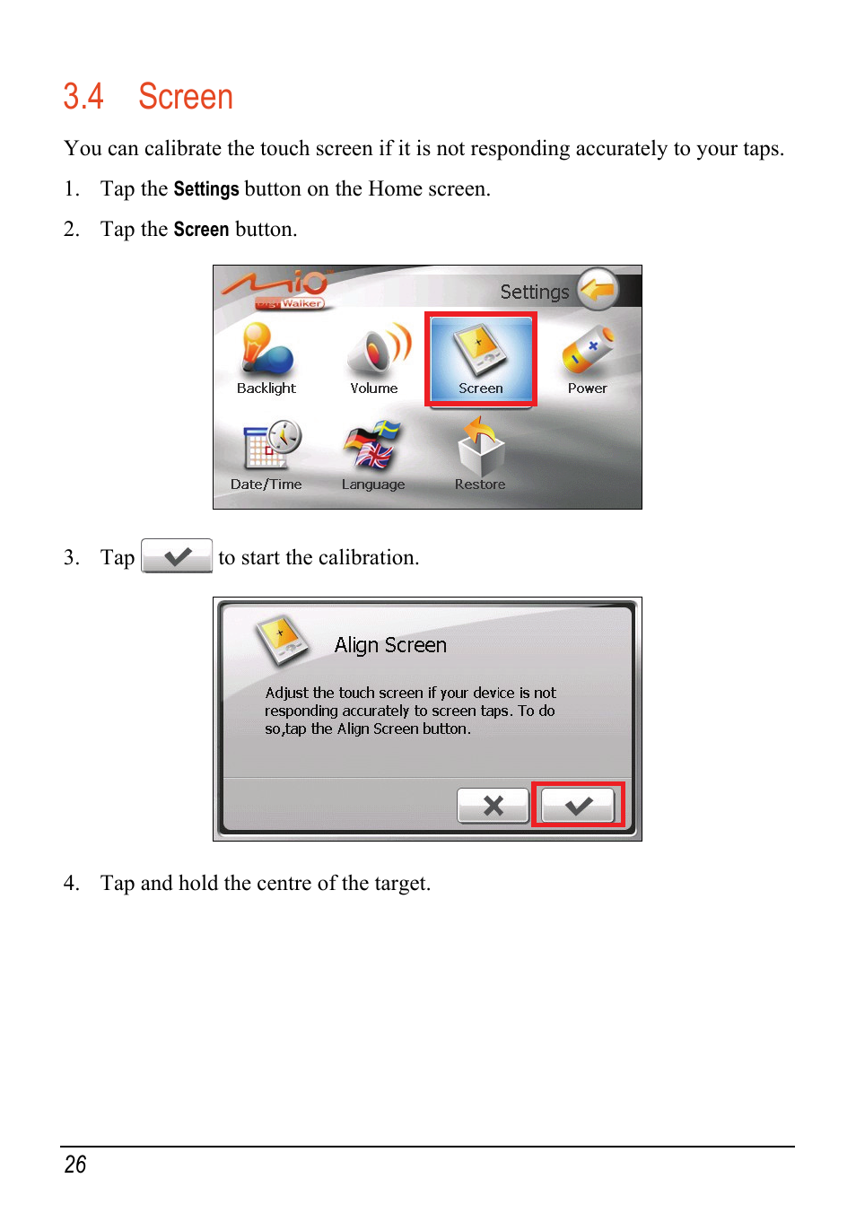 4 screen | Mio c320 User Manual | Page 34 / 54