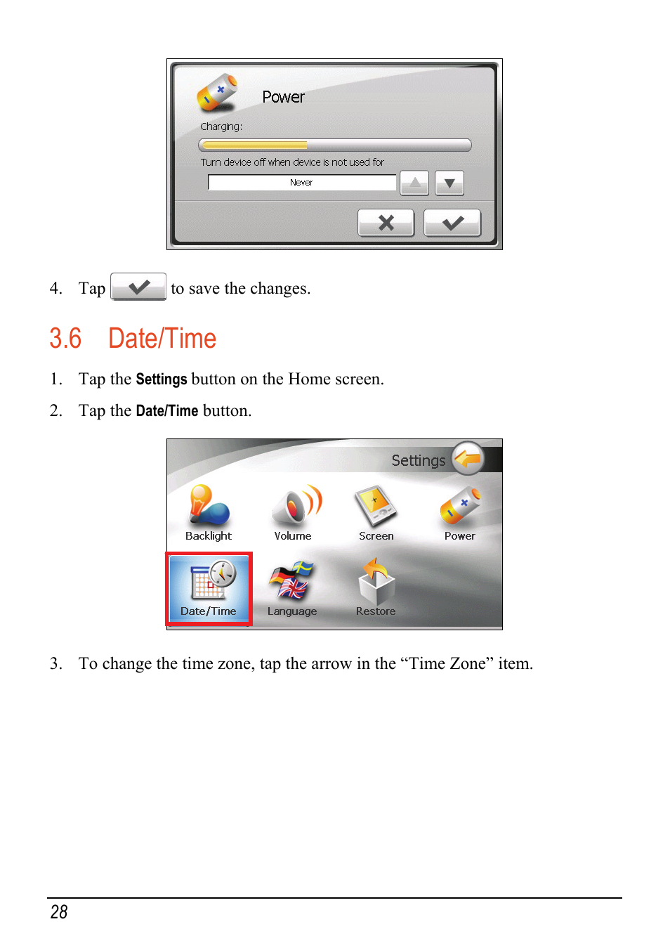 6 date/time | Mio c320 User Manual | Page 36 / 54