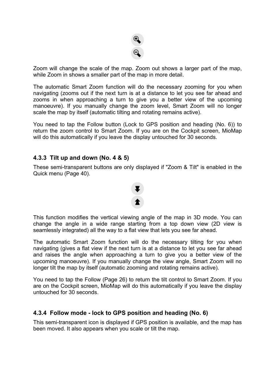 Tilt up and down (no. 4 & 5) | Mio MIOMAP C220 User Manual | Page 26 / 86