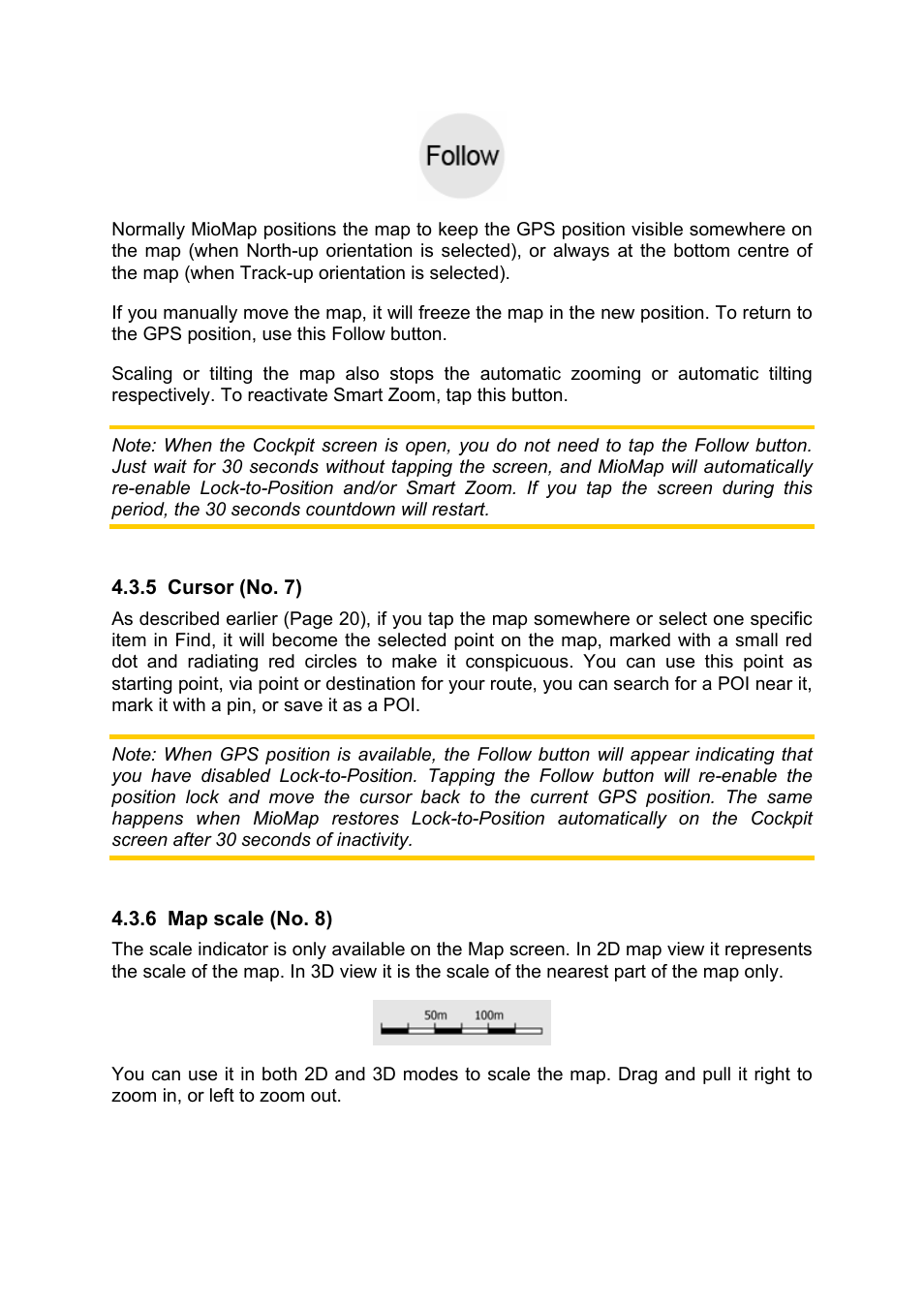 Cursor (no. 7), Map scale (no. 8) | Mio MIOMAP C220 User Manual | Page 27 / 86