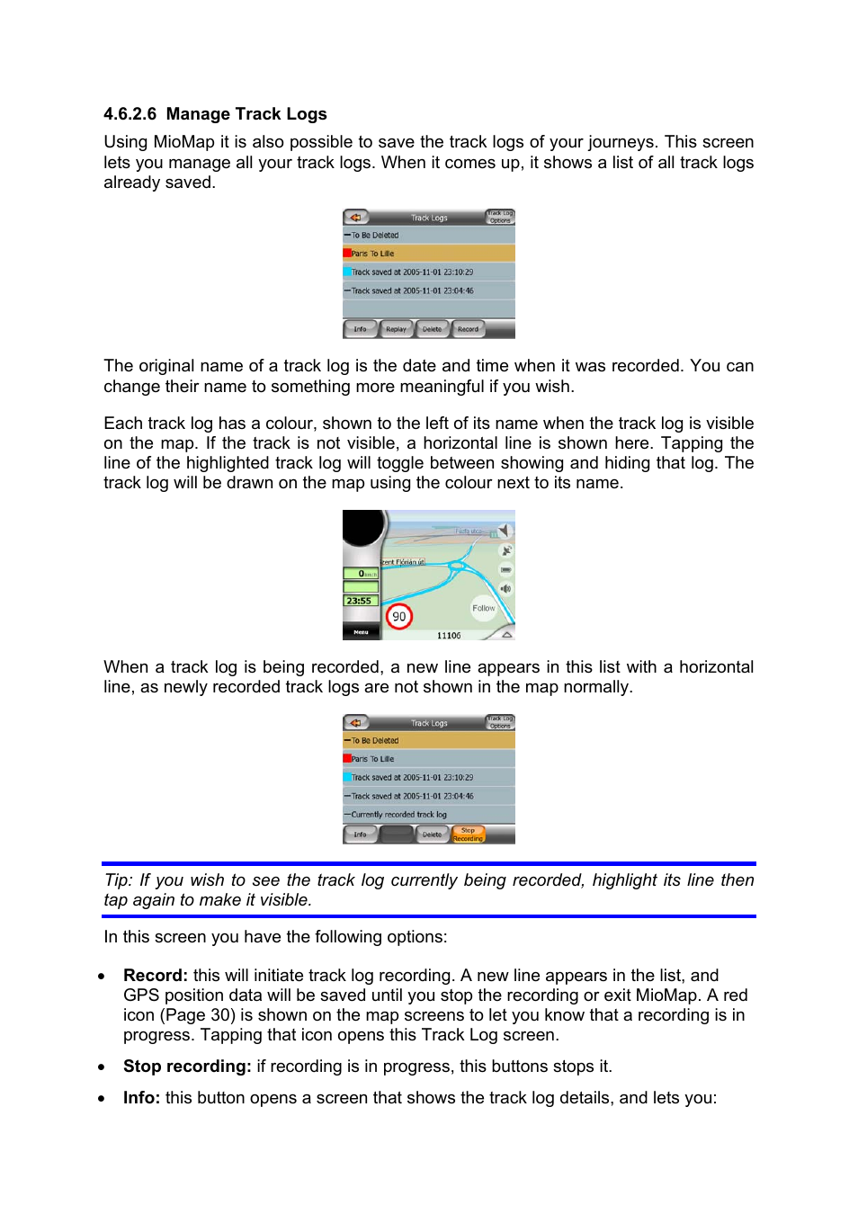 Manage track logs | Mio MIOMAP C220 User Manual | Page 45 / 86