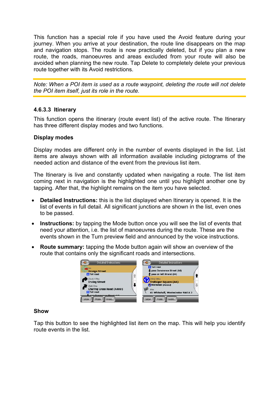 Itinerary | Mio MIOMAP C220 User Manual | Page 48 / 86