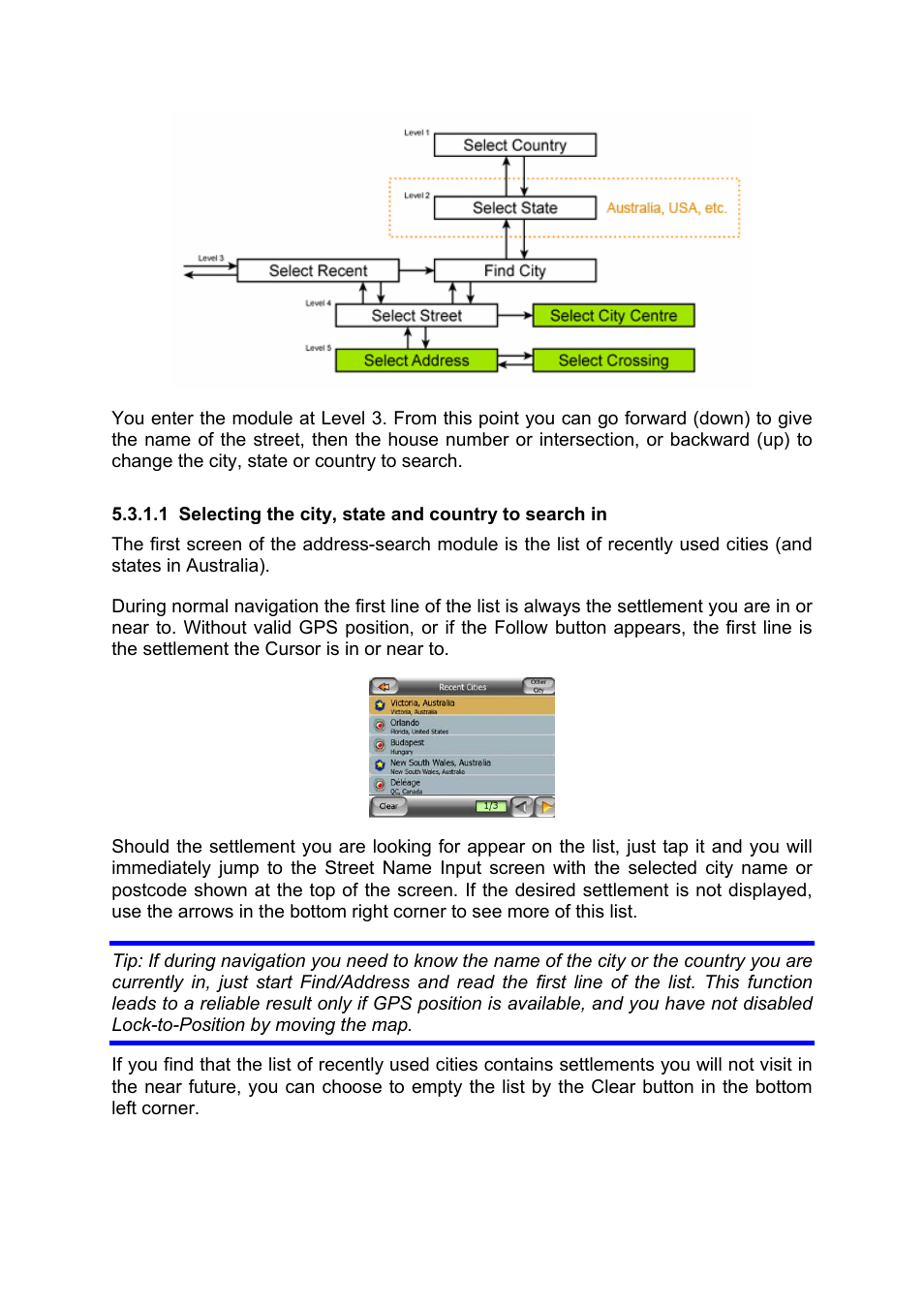 Selecting the city, state and country to search in | Mio MIOMAP C220 User Manual | Page 59 / 86