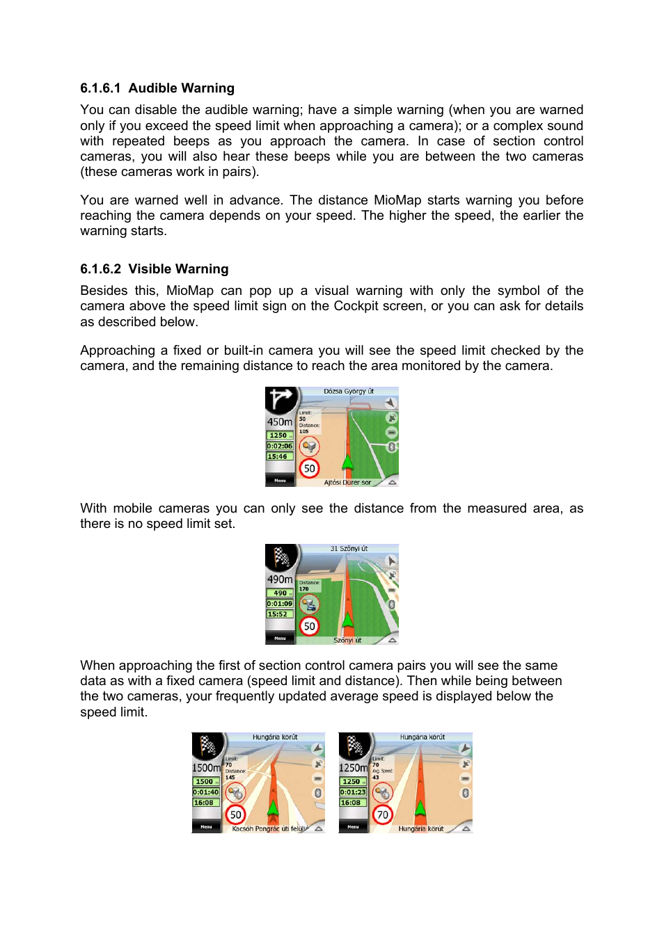 Audible warning, Visible warning | Mio MIOMAP C220 User Manual | Page 72 / 86