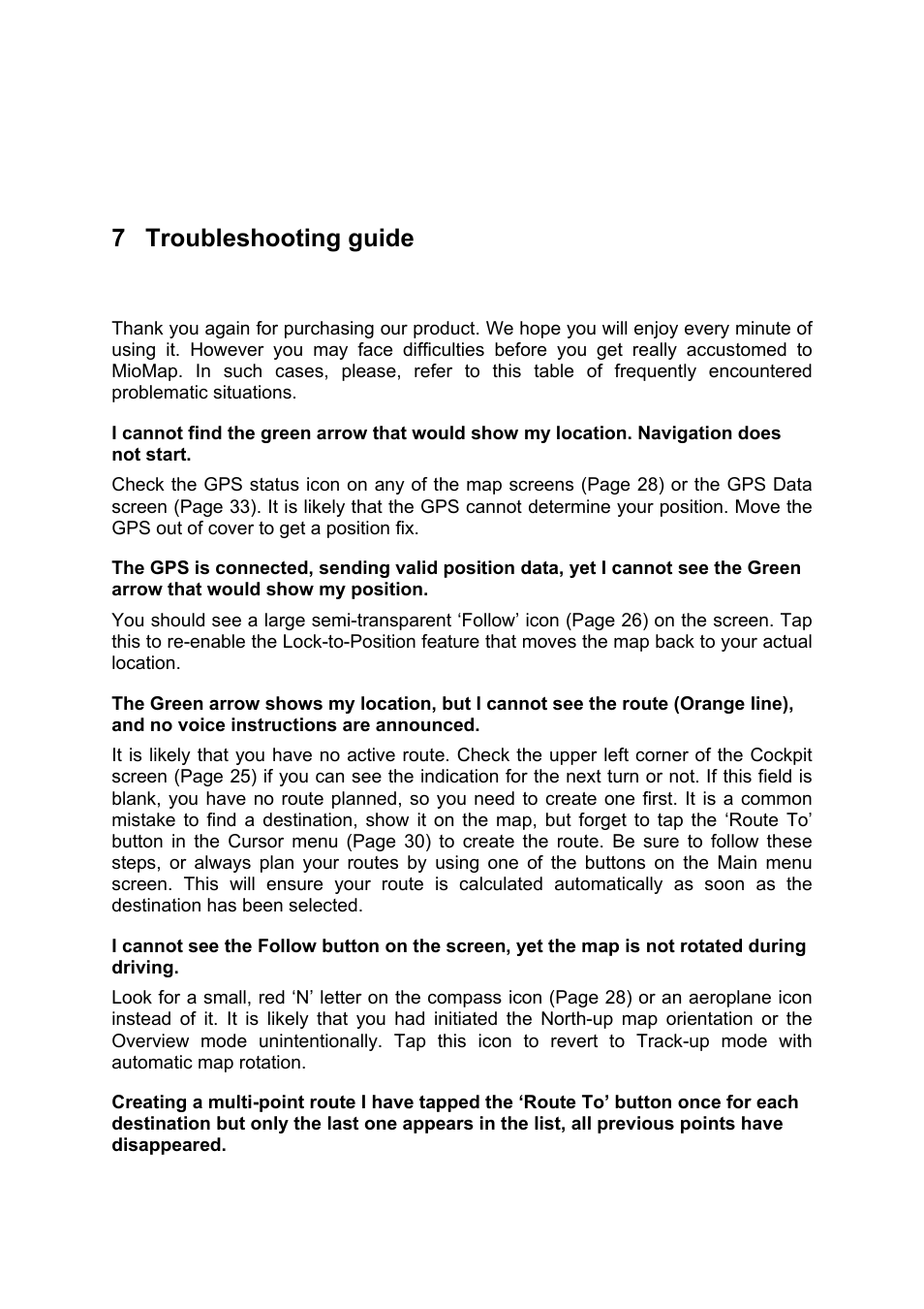 Troubleshooting guide, 7 troubleshooting guide | Mio MIOMAP C220 User Manual | Page 81 / 86