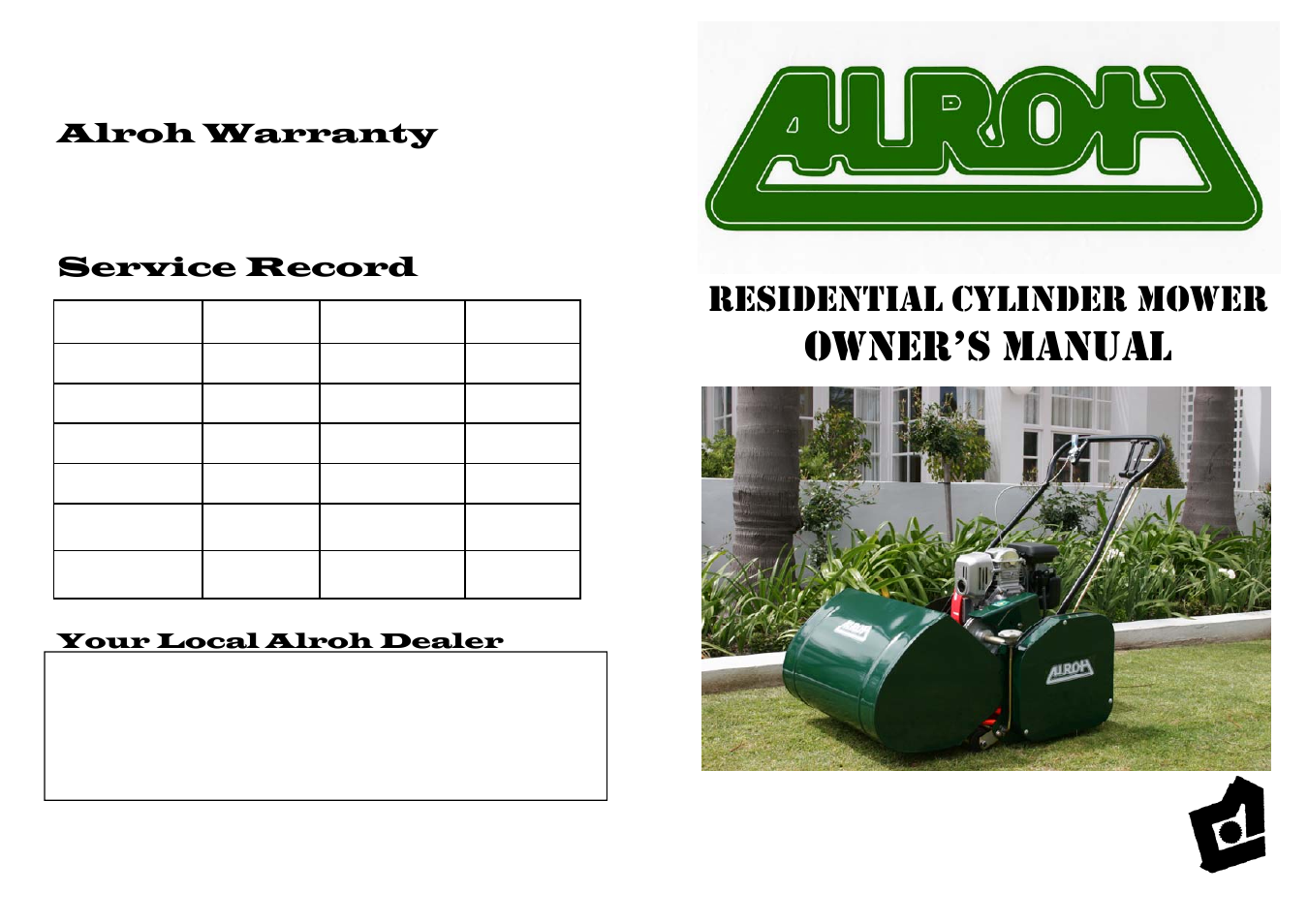M.E.Y. Equipment Residential Cylinder Mower User Manual | 4 pages