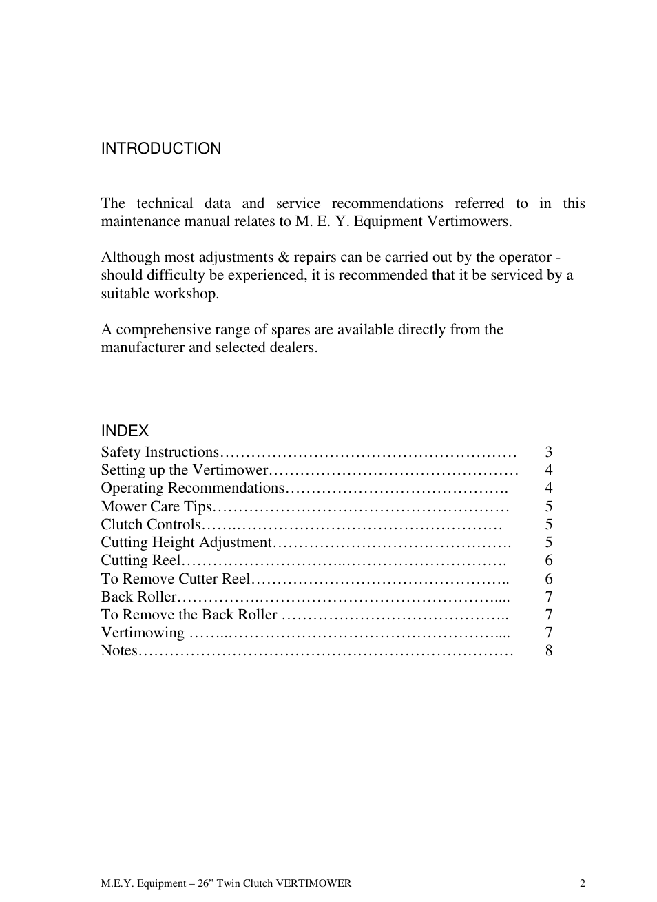 M.E.Y. Equipment 26TCVM User Manual | Page 2 / 8