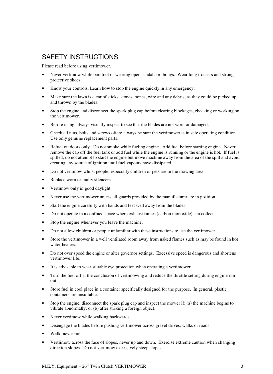Safety instructions | M.E.Y. Equipment 26TCVM User Manual | Page 3 / 8