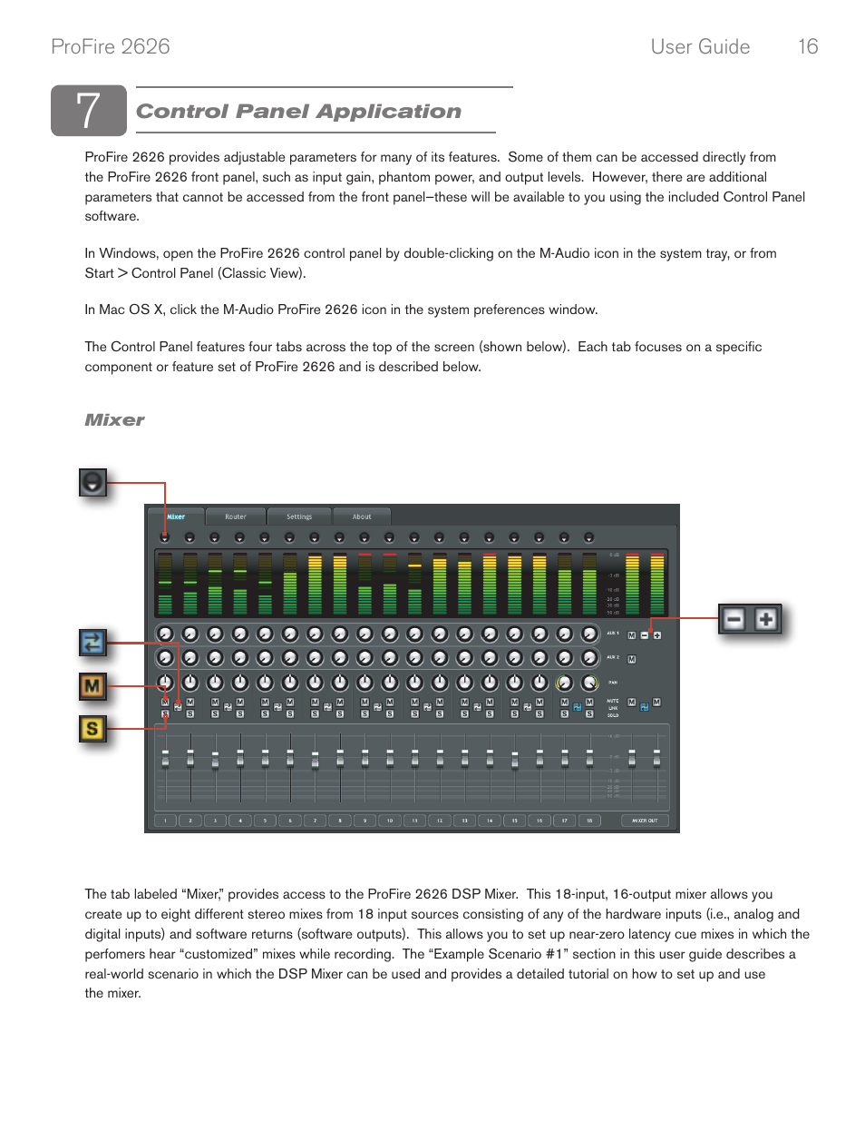 Control panel application, Mixer | M-AUDIO PROFIRE 2626 User Manual | Page 17 / 51