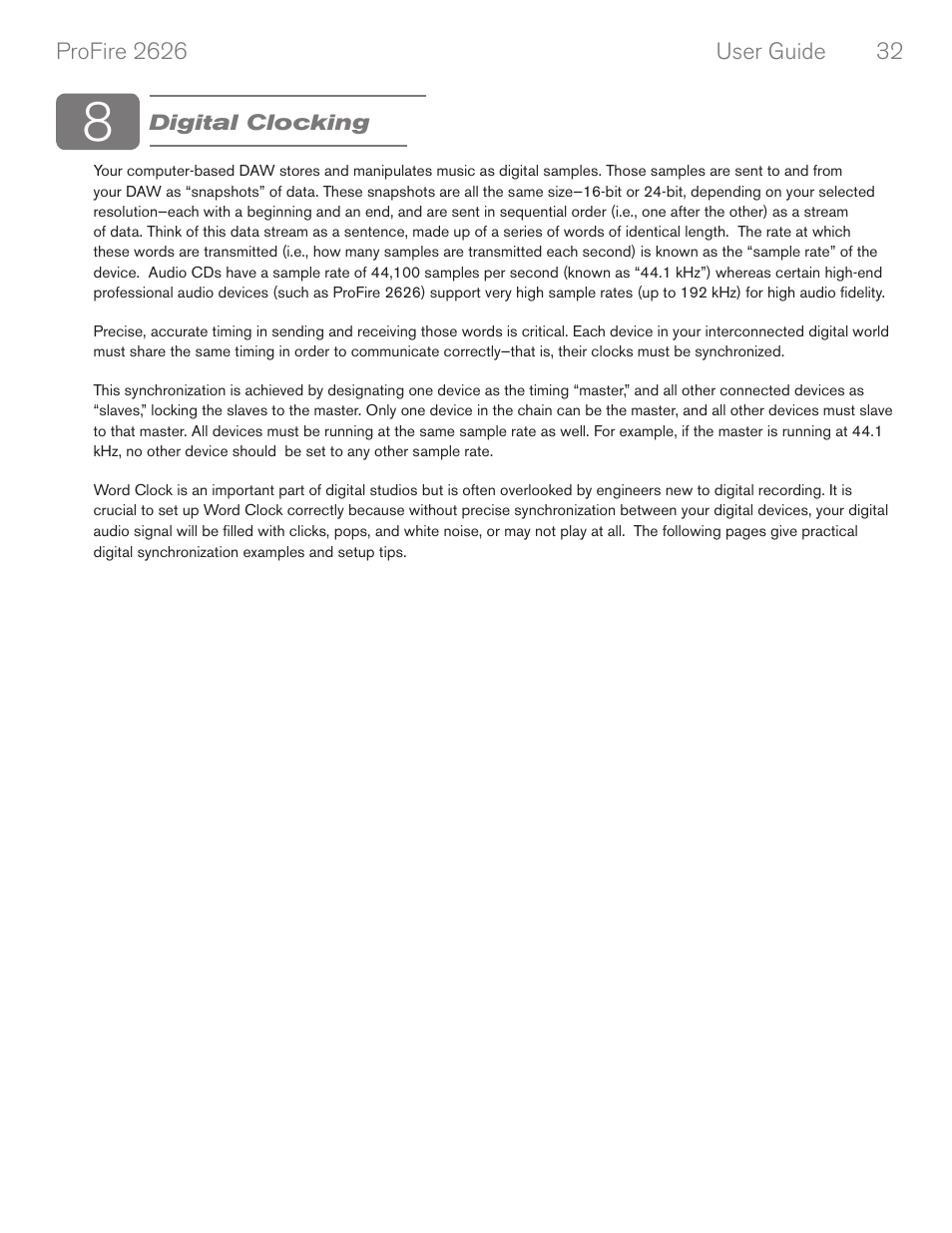 Digital clocking | M-AUDIO PROFIRE 2626 User Manual | Page 33 / 51